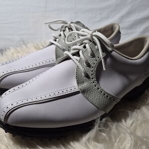 FootJoy Greenjoys White and Light Gray Womens Golf Oxfords 8W